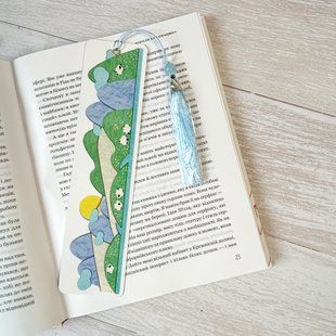 Закладинка для книги Барашкі з блакитною китицею Bookmark_Sheepland_Blue фото